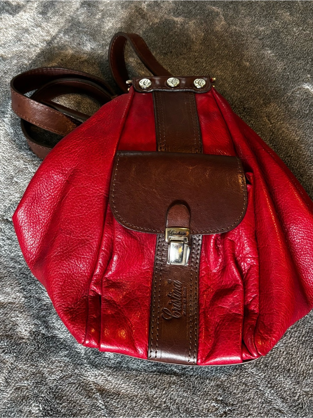 Cristina Made In Italy Genuine Leather Convertible Backpack Purse